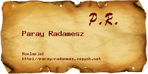 Paray Radamesz névjegykártya